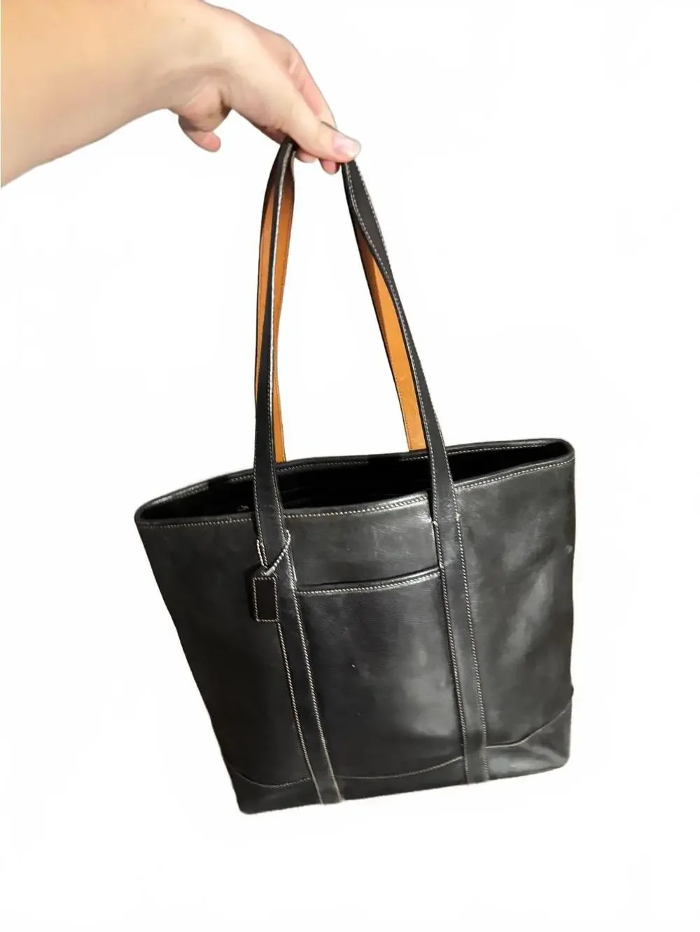 Vintage Coach Black Leather Tote Bag
